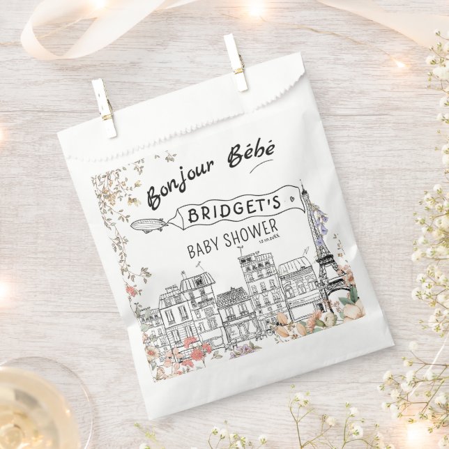 Bonjour Bebe Gender Neutral Baby Shower Favour Bag (Clipped)