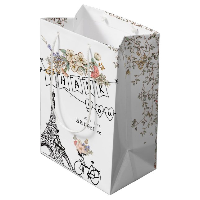 Bonjour Bebe Gender Neutral Baby Shower Medium Gift Bag (Back Angled)