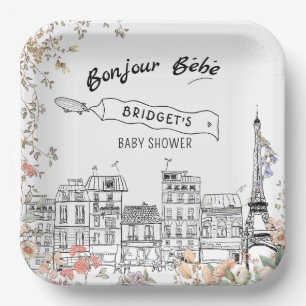 Bonjour Bebe Gender Neutral Baby Shower Paper Plate