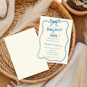 Bonjour bebe Hand Drawn Baby Paris Baby Shower Invitation