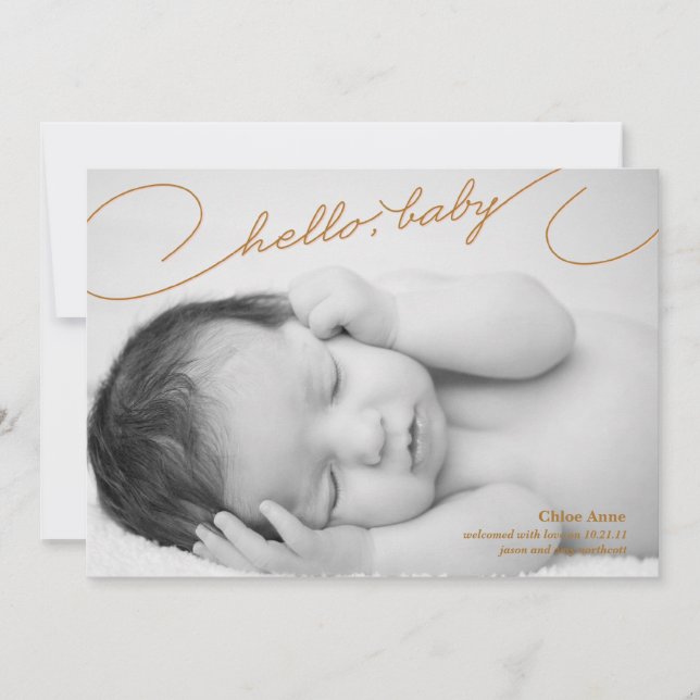 Bonjour bébé - Nouveau-né Faire-part de naissance (Devant)