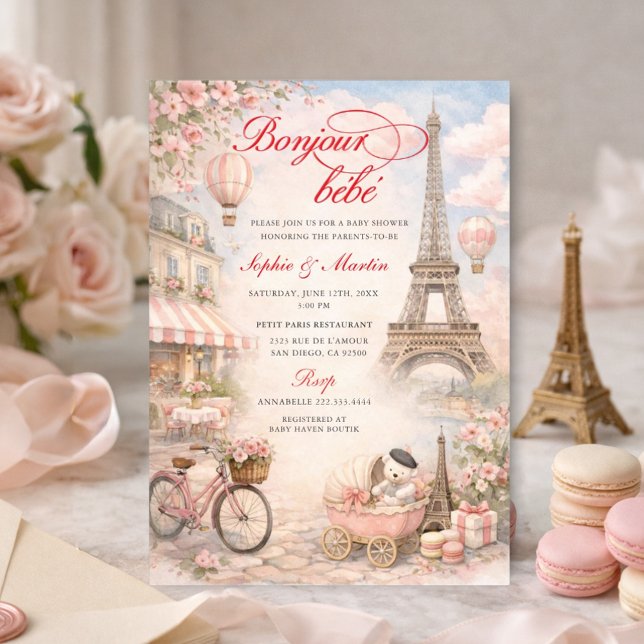 Bonjour Bébé Paris Baby Shower Invitation (Créateur téléchargé)