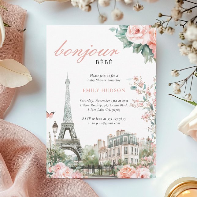 Bonjour Bébé Paris French Baby Shower Invitation (Creator Uploaded)