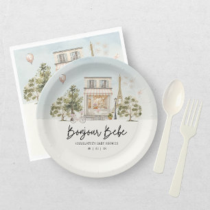 Bonjour Bebe Paris French Baby Shower  Paper Plate
