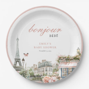 Bonjour Bébé Paris French Baby Shower Paper Plate