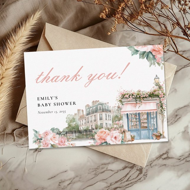 Bonjour Bébé Paris French Baby Shower Thank You Card (Creator Uploaded)