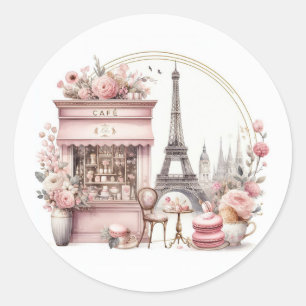 Bonjour Bébé Parisian Baby Shower Classic Round Sticker