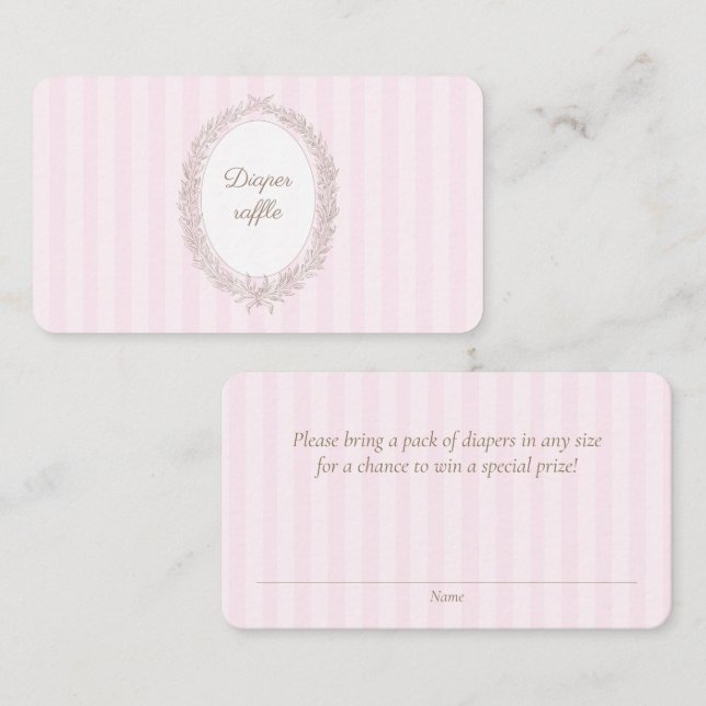 Bonjour Bebe Pink French Baroque Diaper Raffle Enclosure Card (Front/Back)