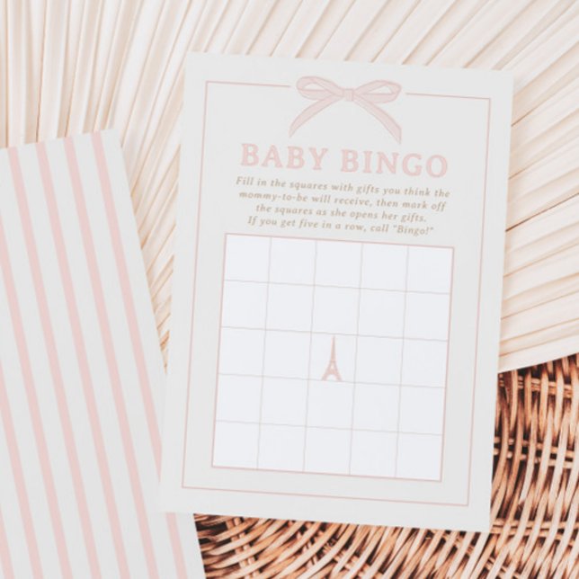 Bonjour Bébé Pink Paris Baby Bingo Game Card (Creator Uploaded)