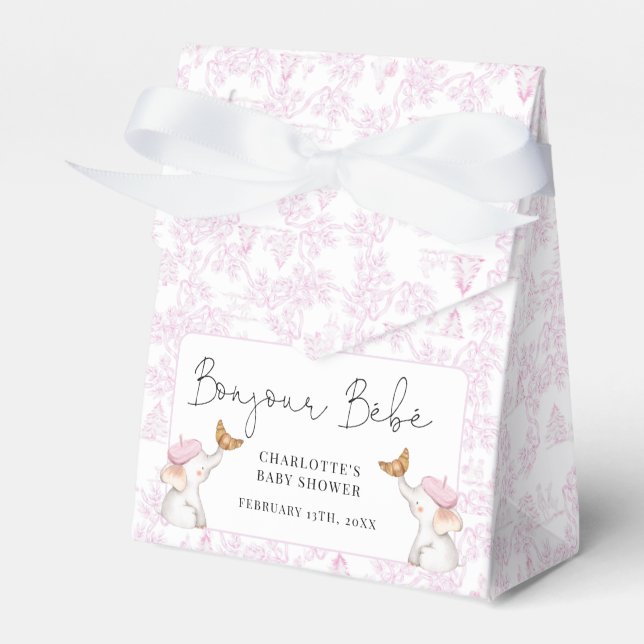 Bonjour Bebe Romantic French Girl Baby Shower   Favor Box (Front Side)