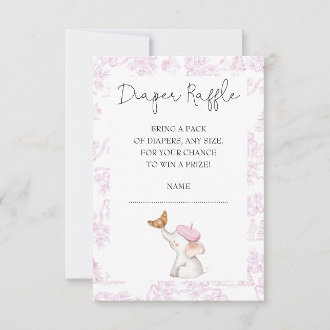 Bonjour Bebe Romantic French Girl Diaper Raffle Invitation (Front)