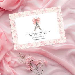 Bonjour Bebe Romantic Pink French Thank You Card