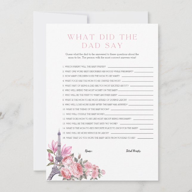 Bonjour Bebe | What did the dad say Baby Shower  Invitation (Front)