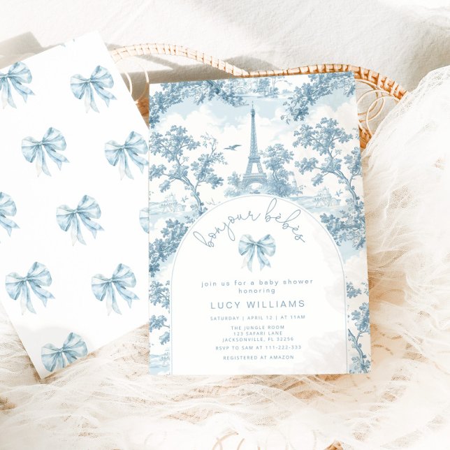 Bonjour Bebes Toile Twins French Baby shower Invitation (Creator Uploaded)