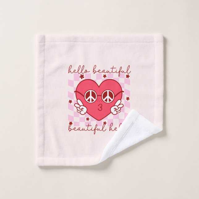 Bonjour belle | Cute et coeur (Gant de toilette)