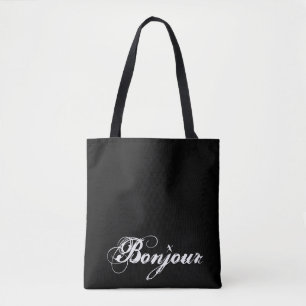 Bonjour Black Tote Bag