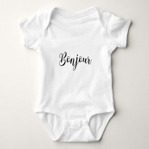 Bonjour-blackText Baby Bodysuit