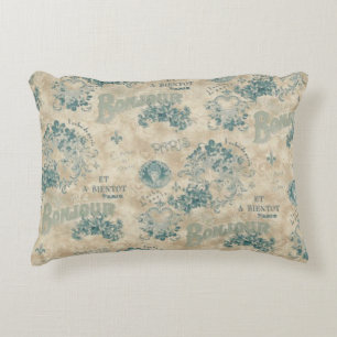 Bonjour Blue Accent Pillow
