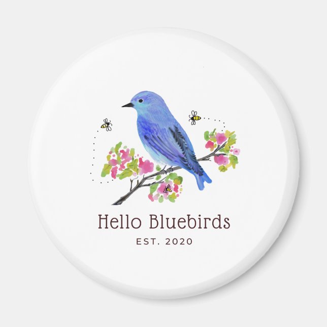 Bonjour Bluebirds Magnet - Blanc (Devant)
