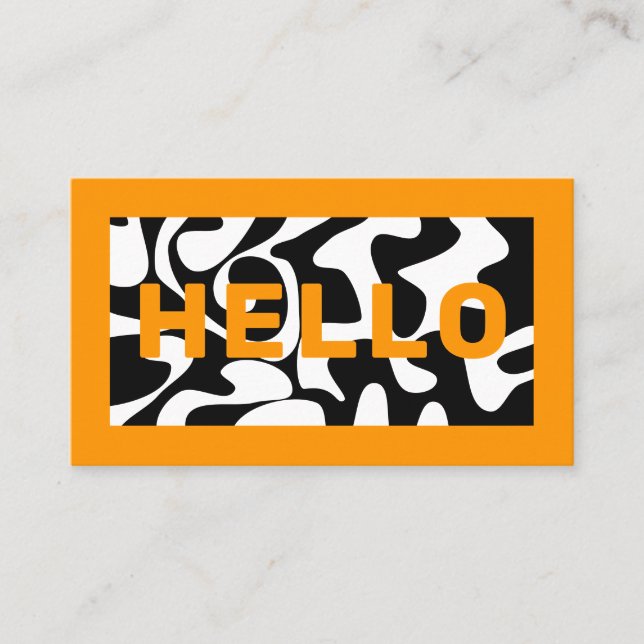 Bonjour Cartes de visite Noir Et Orange Avec Bordu (Devant)
