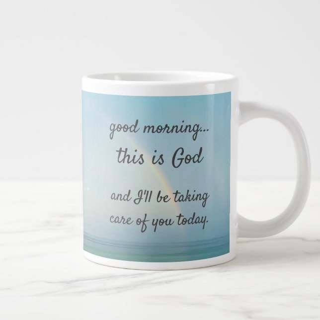 "Bonjour, c'est Dieu" Mug de café géant (Droite)