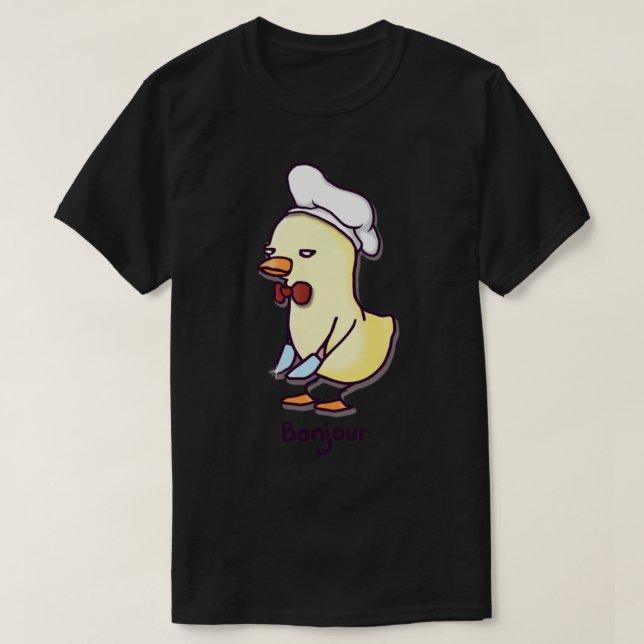 Bonjour Chef Goose - Kawaii Duck With a Knife   T-Shirt (Design Front)