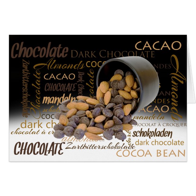 Bonjour Chocolat Bits et amandes Mot Cloud (Devant horizontal)
