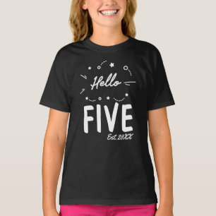 Bonjour Cinq Personnalisé 5e Anniversaire T-shirt