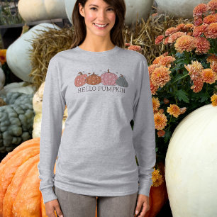 Bonjour Citrouille Fall Long Manche T-shirt