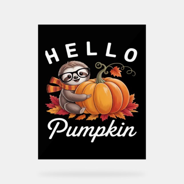 Bonjour Citrouille - Jolie Automne Sloth Feuilles  (Recto)