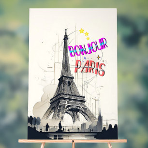 Bonjour Colourful Paris Acrylic Sign
