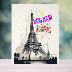 Bonjour Colourful Paris Acrylic Sign