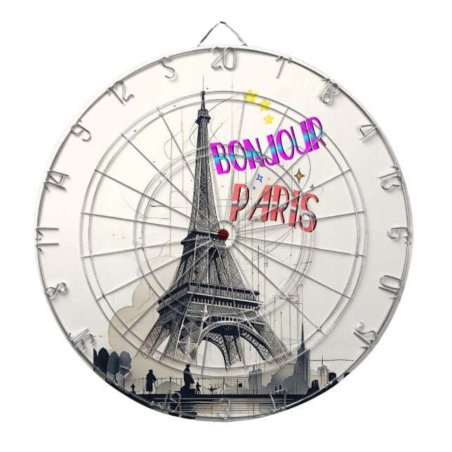 Bonjour Colourful Paris Dartboard (Front)