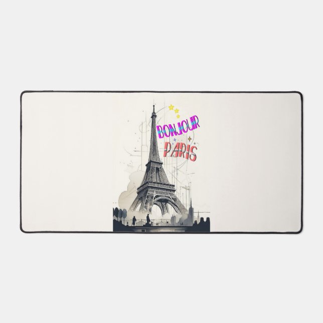 Bonjour Colourful Paris Desk Mat (Front)