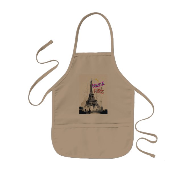 Bonjour Colourful Paris Kids Apron (Front)