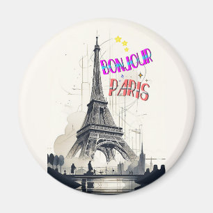Bonjour Colourful Paris Magnet