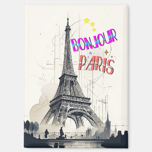 Bonjour Colourful Paris Magnet