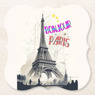 Bonjour Colourful Paris Paper Coaster