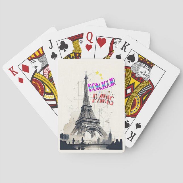Bonjour Colourful Paris Playing Cards (Back)