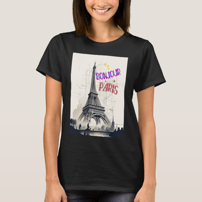 Bonjour Colourful Paris T-Shirt (Front)