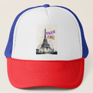 Bonjour Colourful Paris Trucker Hat