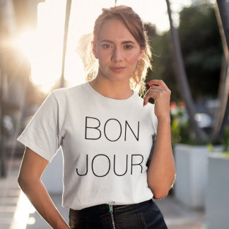 Bonjour Cool Minimal Typography T-Shirt