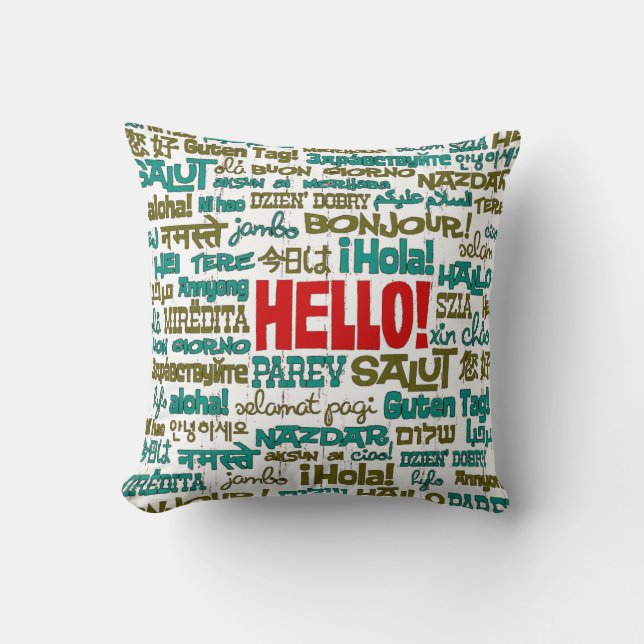 Bonjour coussin (de langue multi) (Recto)