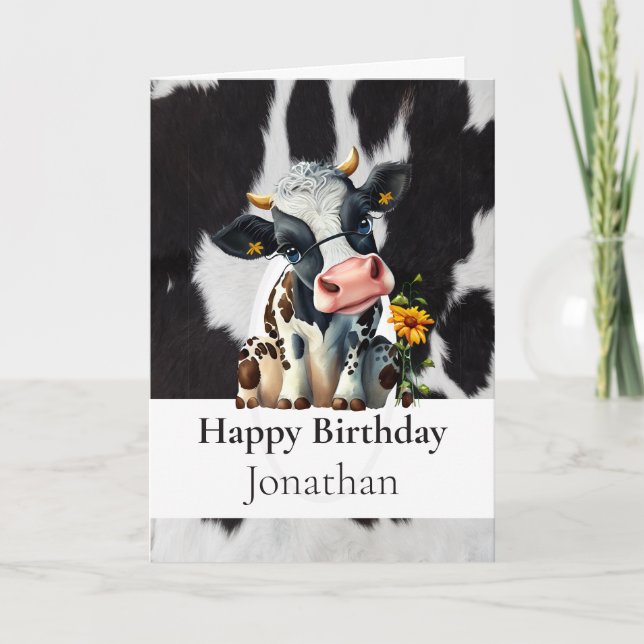 BONJOUR D'ANNIVERSAIRE CARTE DE MASQUAGE DE VACHE (Devant)