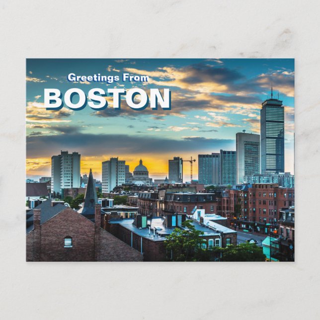 Bonjour de Boston City Skyline Carte Postale (Devant)