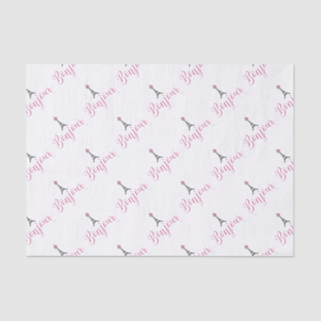Bonjour-Eiffel Tower Bow Unique Tissue Paper (Front)