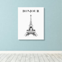Bonjour Eiffel Tower - Parisian Chic Stretched 