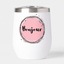 Bonjour en rose sur blanc