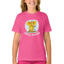« Bonjour, Fleur ! – T-shirt éléphant jaune mignon