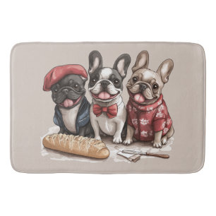 Bonjour French Bulldogs Bath Mat